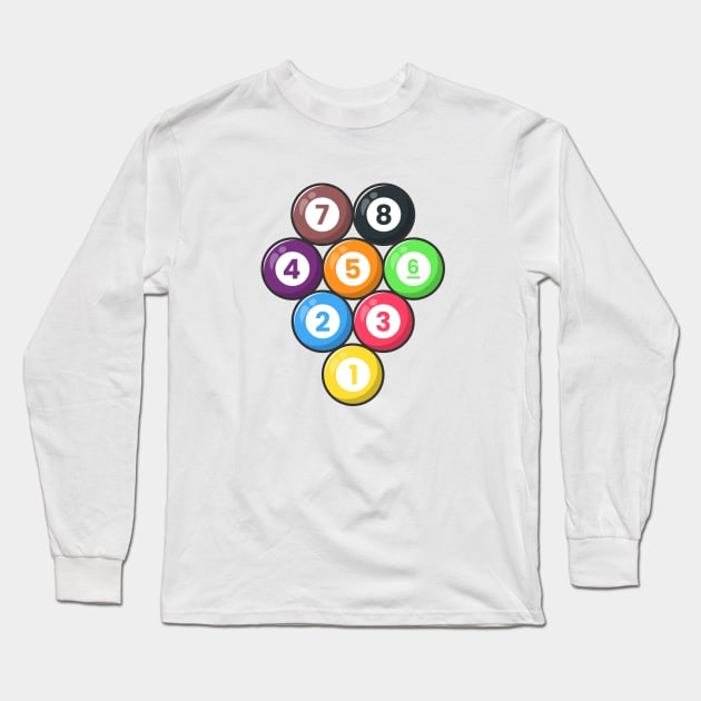 Billiard 8 Balls Long Sleeve T-Shirt by KH Studio